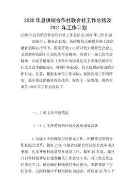 20xx年縣供銷合作社聯(lián)合社工作總結(jié)及20xx年工作計劃